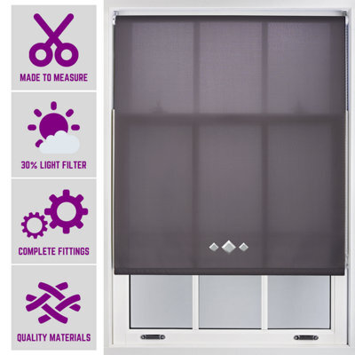 FURNISHED Roller Blind With Triple Diamond Eyelet - Made To Measure Dark Grey Roller Blind (W)180Cm X (L)210Cm - image 1