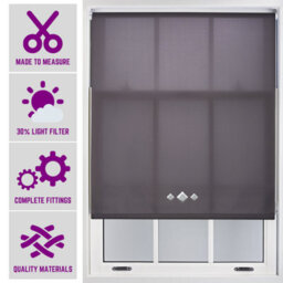 FURNISHED Roller Blind With Triple Diamond Eyelet - Made To Measure Dark Grey Roller Blind (W)180Cm X (L)210Cm