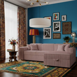 Santos L Corner Sofa Bed For Living Room Chipboard Frame Polyurethane Foam 253X166X79Cm Pink Right - thumbnail 2