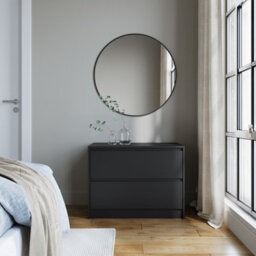 Urbn-Living Urbnliving 60Cm Height 2 Drawer Black Chest Dresser Sideboard Storage Cabinet Unit W/ Adjustable Feet Bedroom - thumbnail 3