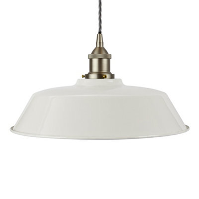 Pale Grey Chancery Painted Dome Pendant Light With Brushed Chrome Lamp Holder And Grey Twisted Cable - Se Home - image 1