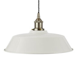 Pale Grey Chancery Painted Dome Pendant Light With Brushed Chrome Lamp Holder And Grey Twisted Cable - Se Home - thumbnail 1