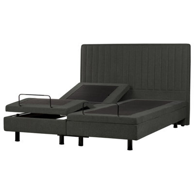 Beliani Adjustable Bed Fabric Castellan 180 X 200 Cm (Eu Super King) Dark Grey - image 1