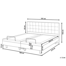 Beliani Adjustable Bed Fabric Castellan 180 X 200 Cm (Eu Super King) Dark Grey - thumbnail 3