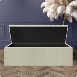 Safar 120Cm Wide Ottoman Storage Box - Cream Naples Ottoman Box With Storage - thumbnail 2