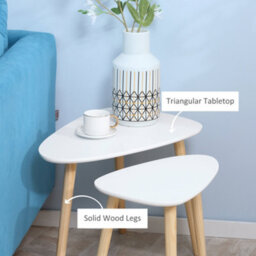 Wyld Haus Nolura Wood White Set Of 2 Nesting Side Tables With Solid Wood Legs - thumbnail 6