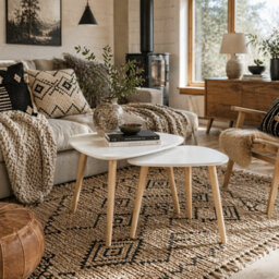 Wyld Haus Nolura Wood White Set Of 2 Nesting Side Tables With Solid Wood Legs - thumbnail 1