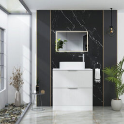 Royal Bathrooms Evora 800mm Matt White Fluted Floor Standing Countertop Vanity Unit 2 Drawer With Peak Basin - thumbnail 2