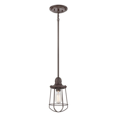 Stylish Outdoor 1 Bulb Ceiling Pendant Light In Western Bronze