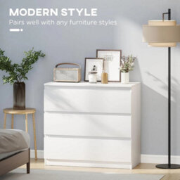 Chest Of Drawers 3 Dresser Bedroom Storage Unit Cabinet Handleless - thumbnail 4