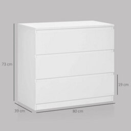 Chest Of Drawers 3 Dresser Bedroom Storage Unit Cabinet Handleless - thumbnail 2
