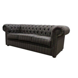 Chesterfield Arnold 3 Seater Sofa Settee Balmoral Fir Wool Tartan Check In Classic Style - thumbnail 2
