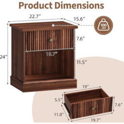 Nightstand With Drawer Open Shelf Bedside Table Side Table Living Room Bedroom - thumbnail 2
