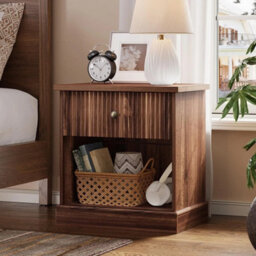 Nightstand With Drawer Open Shelf Bedside Table Side Table Living Room Bedroom - thumbnail 1