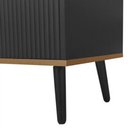 Abrihome 160 L X 39 W X 49.5 H Cm Tv Cabinet, Tv Stand, 3-Door Storage Cabinet In Black & Natural Wood Finish, Low Profile Design - thumbnail 5