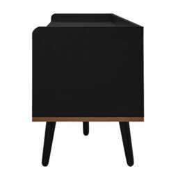 Abrihome 160 L X 39 W X 49.5 H Cm Tv Cabinet, Tv Stand, 3-Door Storage Cabinet In Black & Natural Wood Finish, Low Profile Design - thumbnail 6