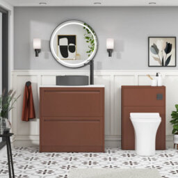 Royal Bathrooms Royal Bathroom Elmore 800mm Terracotta Clay Freestanding Countertop Bathroom Vanity Unit 2 Drawer With Art Round Basin - thumbnail 5