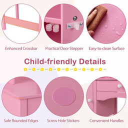 Costway Kids Study Desk And Chair Set Children Wooden Craft Table & Chair-Pink - thumbnail 7