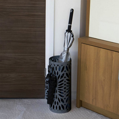Round Metal Umbrella Stand In Grey - image 1