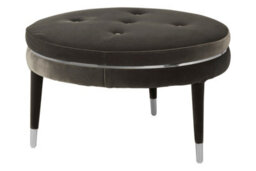 Orsina Black Velvet Footstool With Gold Stainless Steel Trim,footrest With Rubberwood Feet,modern Fabric Pouffe - thumbnail 3