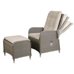 Dellonda Chester Rattan Outdoor Twin Recliner Seat Loungers & Table Set, Brown - thumbnail 9