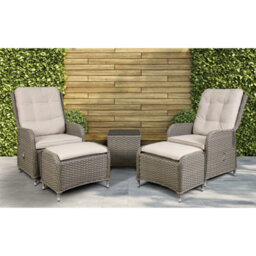 Dellonda Chester Rattan Outdoor Twin Recliner Seat Loungers & Table Set, Brown - thumbnail 7