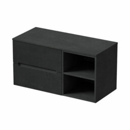 Affine 1000mm Bathroom Vanity Unit Black Countertop Wall Hung Fluted Black Unit - thumbnail 4