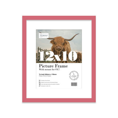 "12X10"" Pink Frame With Mount For 9X7"" Pictures 20mm Thin Edge Portrait And Landscape Display With Wall Hooks And Kickstand" - image 1