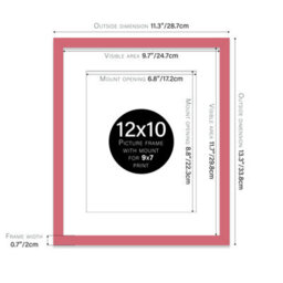 "12X10"" Pink Frame With Mount For 9X7"" Pictures 20mm Thin Edge Portrait And Landscape Display With Wall Hooks And Kickstand" - thumbnail 2