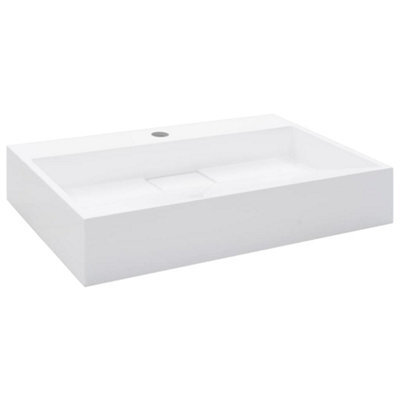 Berkfield Chic Wash Basin 60X38X11 Cm Mineral Cast/marble Cast White - image 1