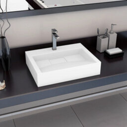 Berkfield Chic Wash Basin 60X38X11 Cm Mineral Cast/marble Cast White - thumbnail 2