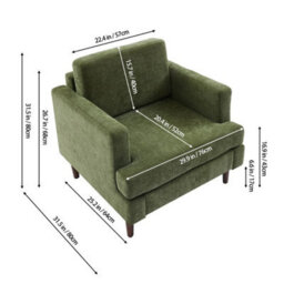 Upholstered Accent Armchair Single Sofa For Living Room Bedroom With Wood Legs - thumbnail 2