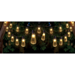 Set Of 20 Solar Powered Deco Bulb String Lights - 10 Lumen Outdoor Garden Festoon Fairy Lighting With Warm White Leds - 10M - thumbnail 2