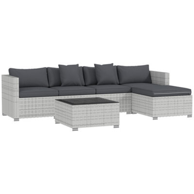 Matteo 6-Piece Modular Rattan Corner Sofa Set With Coffee Table - All-Weather Mixed Grey Outdoor Furniture - image 1