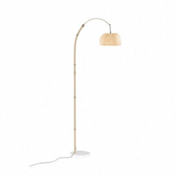 Komore Rustic Freestanding Floor Light Handwoven Bamboo Lampshade Marble Base,e27 - thumbnail 1