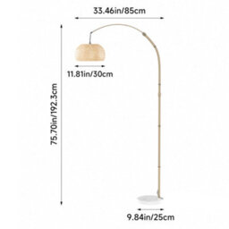 Komore Rustic Freestanding Floor Light Handwoven Bamboo Lampshade Marble Base,e27 - thumbnail 7