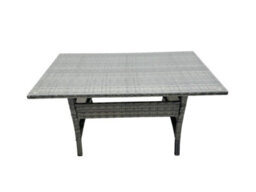 Fimous Pe Wicker Outdoor Garden Furniture Set Patio Rattan Rectangular Dining Table Lounge Sofa 6 Seater Dark Grey Mixed - thumbnail 6