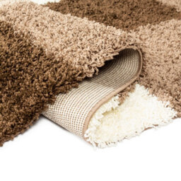 "Bravich Cream & Brown Checked Thick Shaggy Rug - California - 200X290Cm (6'8""x9'7"")" - thumbnail 5