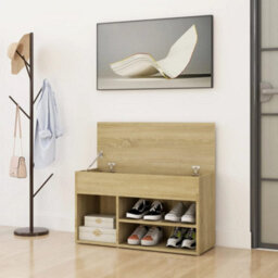 Walplus Shoe Bench Sonoma Oak 80X30X45 Cm Engineered Wood - thumbnail 3