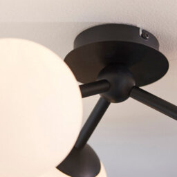FNX Bathrooms Pulsa Ip44 Dimmable Semi-Flush Ceiling Light - Matt Black & White Glass - 3 X G9 Bulb Holders - thumbnail 2