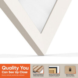 "AK Frames 25X17"" White Sleek Vinyl Record Frame With White Mount For 12 Inch Lp Cover & Disc - Overlapped Design" - thumbnail 3