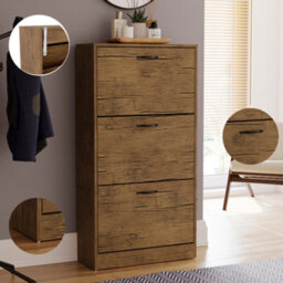 Lassic Vida Designs 3 Drawer Shoe Cabinet, Antique Brown - thumbnail 8