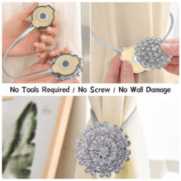 Living And Home Elegant Stylish Exquisite Silver Luxurious Crystal Magnetic Curtain Tiebacks Set Of 2 - thumbnail 7