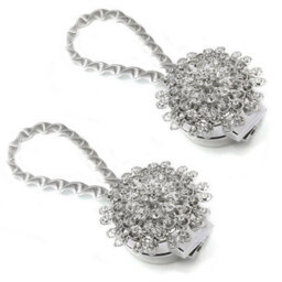 Living And Home Elegant Stylish Exquisite Silver Luxurious Crystal Magnetic Curtain Tiebacks Set Of 2 - thumbnail 4