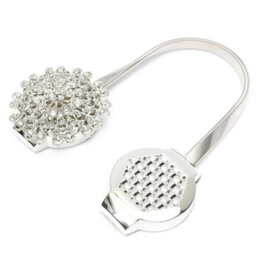 Living And Home Elegant Stylish Exquisite Silver Luxurious Crystal Magnetic Curtain Tiebacks Set Of 2 - thumbnail 5