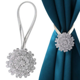 Living And Home Elegant Stylish Exquisite Silver Luxurious Crystal Magnetic Curtain Tiebacks Set Of 2 - thumbnail 3