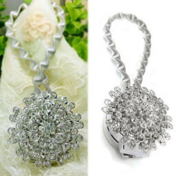 Living And Home Elegant Stylish Exquisite Silver Luxurious Crystal Magnetic Curtain Tiebacks Set Of 2 - thumbnail 1