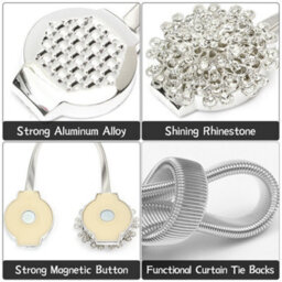 Living And Home Elegant Stylish Exquisite Silver Luxurious Crystal Magnetic Curtain Tiebacks Set Of 2 - thumbnail 8