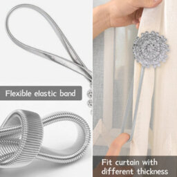 Living And Home Elegant Stylish Exquisite Silver Luxurious Crystal Magnetic Curtain Tiebacks Set Of 2 - thumbnail 9