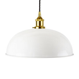 White Worcester Painted Dome Pendant Light With Gold Lamp Holder And Black Twisted Cable - Se Home - thumbnail 1
